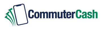 Logo for the Commuter Cash program that has two c's on a smart phone front